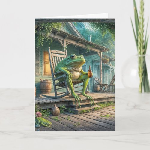 Frog Sitting In A Rocking Chair Card