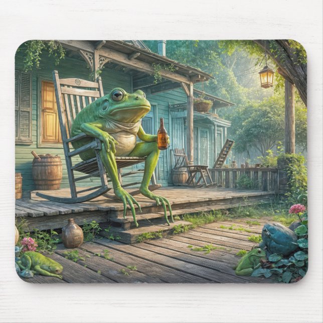 Frog Sitting In A Rocking Chair Mouse Pad (Front)