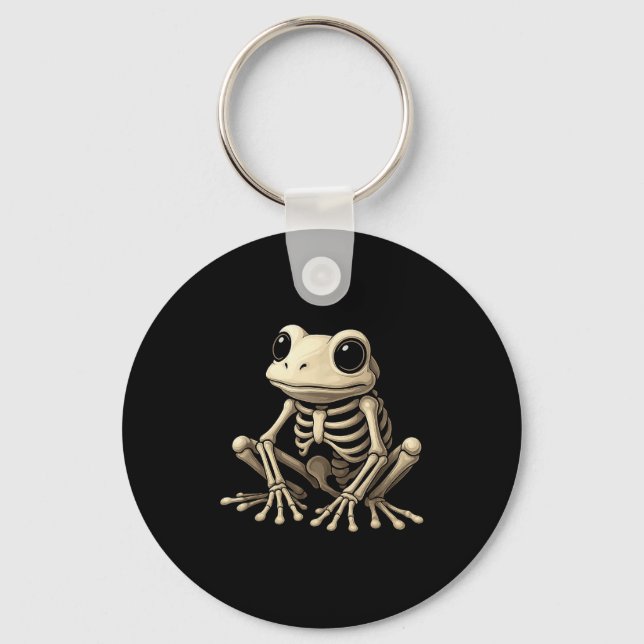 Frog Skeleton Halloween Funny Frog Lover Men Women Keychain (Front)