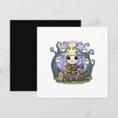 Frog Skeleton Playing Ukulele with Ghosts (Front/Back)