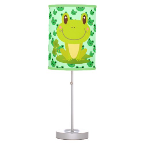Frog Smiling Green Decor Cute Pattern Kids bedroom Table Lamp
