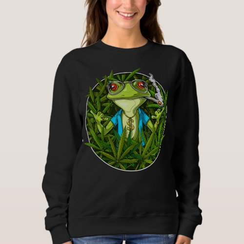 Frog smoking weed stoner hippie  Cute gift Sweatshirt