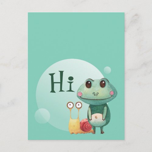 Frog Snail Friendly Animals Funny Hi Greeting Postcard