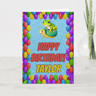 Frog Snail Personalized Greeting Birthday Card