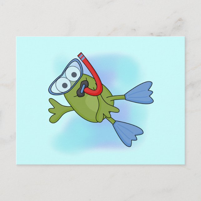 Frog Snorkeler T-shirts and Gifts Postcard (Front)