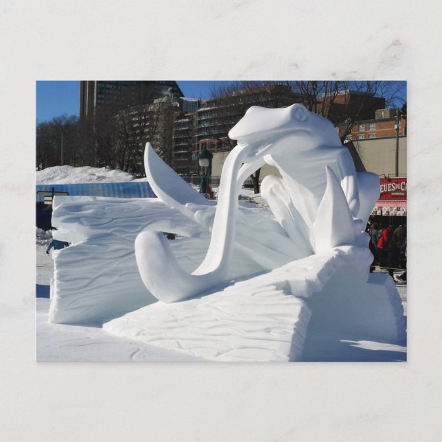 Frog Snow Sculpture, Quebec, Canada Postcard (Front)