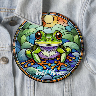 Frog Stain Glass Design Pin 