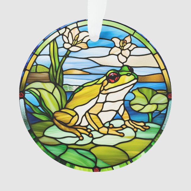 Frog Stained Glass Ornament Printed on Acrylic (Front)