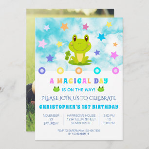 Frog Star 1st Birthday party Retro Invitation
