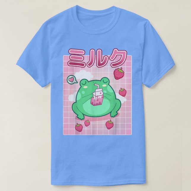 Frog Strawberry Milk Pastel Goth Funny Kawaii Toad T-Shirt (Design Front)