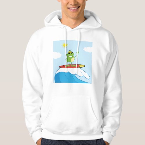 Frog Surfing On A Wave Hoodie