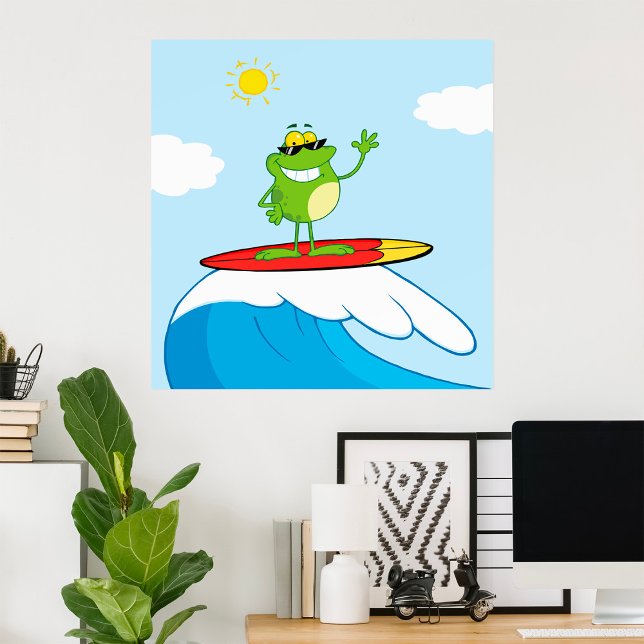 Frog Surfing On A Wave Poster (Creator Uploaded)