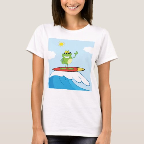 Frog Surfing On A Wave T_Shirt