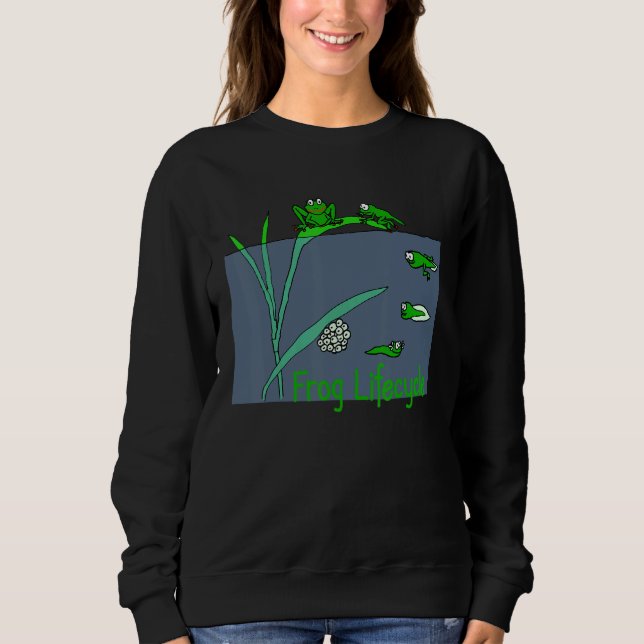 Frog Tadpole Lifecycle Frogs For Kids Cute Green F Sweatshirt (Front)