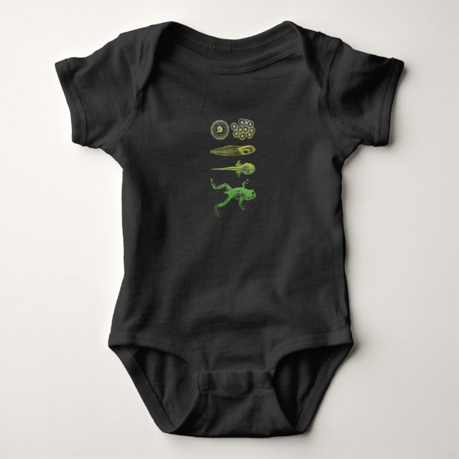 Frog Tadpole  Metamorphosis Life Cycle Biology Baby Bodysuit (Front)