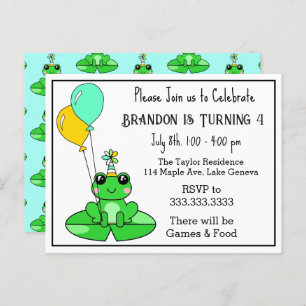 Frog Themed Birthday Invitations