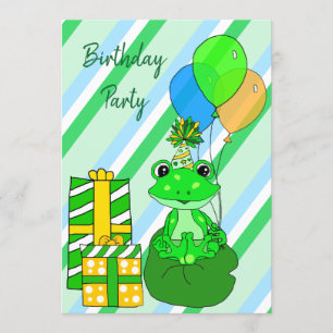 Frog Themed Boy's Birthday Party Invitation