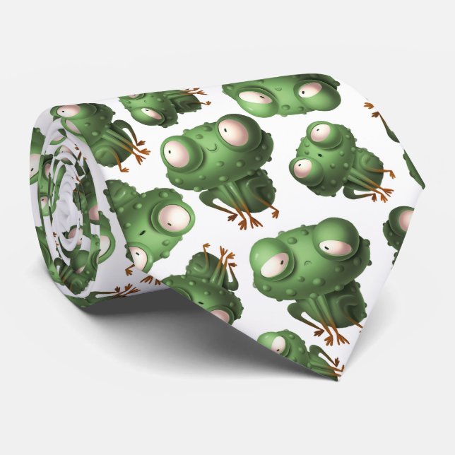 frog tiled animal pattern neck tie (Rolled)