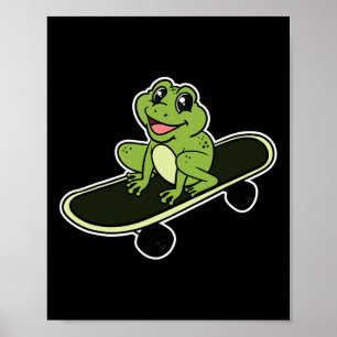 Frog Toad Amphibian Froggy Skateboard Skateboardin Poster