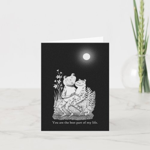 Frog Toad Couple Under Full Moon Romantic Love Card