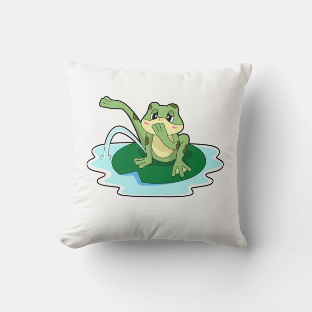 Frog Toilet Throw Pillow (Front)