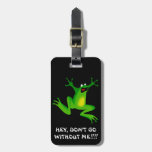 Frog Travel Tag. Funny Frog Black Green Masculine Luggage Tag at Zazzle