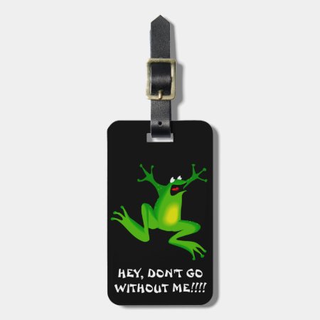 Frog Travel Tag. Funny Frog Black Green Masculine Luggage Tag
