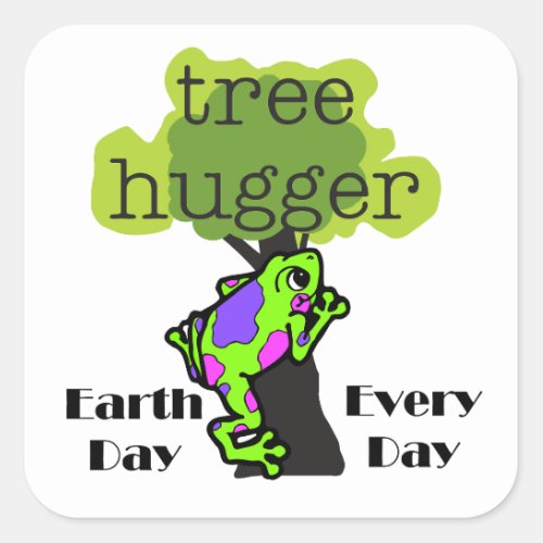 Frog Tree Hugger Earth Day Square Sticker