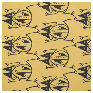 Frog tribal art ancient Aztec design Fabric