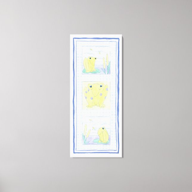 Frog Trio on Gingham Cloth Canvas Print (Front)