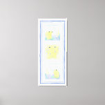 Frog Trio on Gingham Cloth Canvas Print