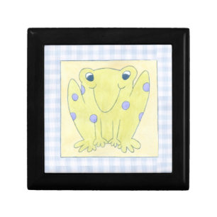 Frog Trio on Gingham Cloth Jewelry Box