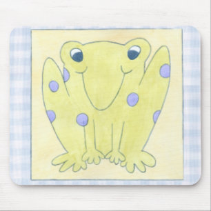 Frog Trio on Gingham Cloth Mouse Pad