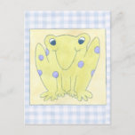 Frog Trio on Gingham Cloth Postcard