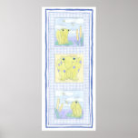 Frog Trio on Gingham Cloth Poster