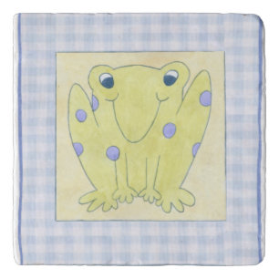 Frog Trio on Gingham Cloth Trivet
