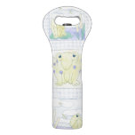 Frog Trio on Gingham Cloth Wine Bag