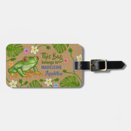 Frog Tropical Summer Beach Vacation  Personalized Luggage Tag