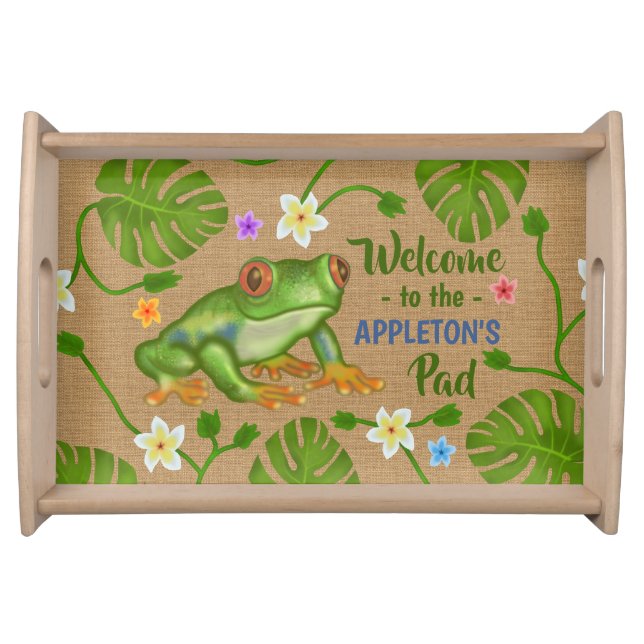 Frog Tropical Welcome to the Pad Personalized Name Serving Tray (Front)