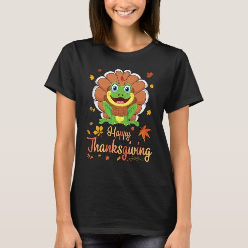 Frog Turkey Costume Heart Happy Thanksgiving Day D T_Shirt