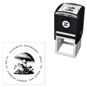 Frog Under a Mushroom Cute Address Self-inking Stamp