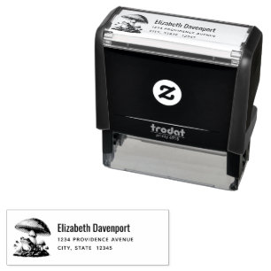 Frog Under a Mushroom Cute Nature Address Self-inking Stamp