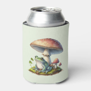 Frog Under a Mushroom Cute Nature Can Cooler