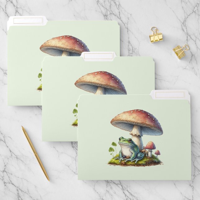 Frog Under a Mushroom Cute Nature Cute File Folder (Set)
