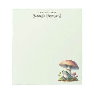 Frog Under a Mushroom Cute Nature Notepad