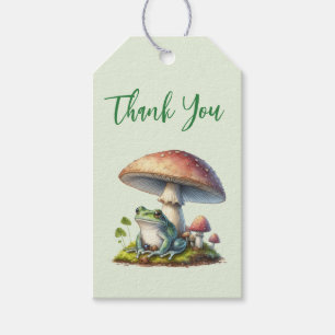 Frog Under a Mushroom Cute Nature Thank You Gift Tags