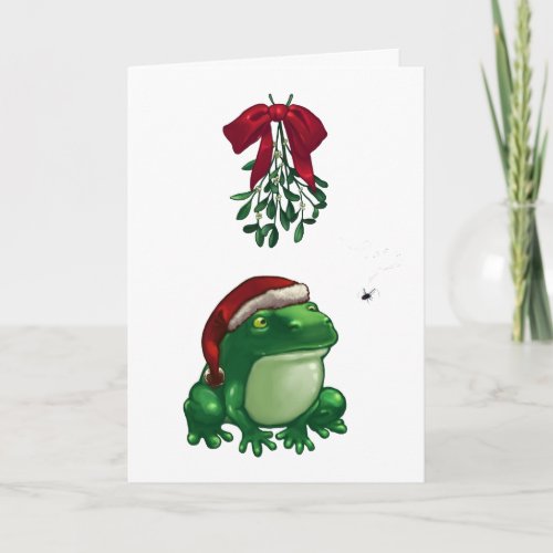 Frog Under Mistletoe Holiday Card