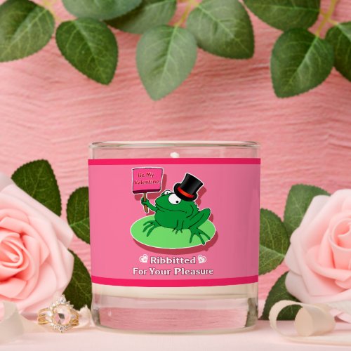 Frog Valentine in a Top Hat Pink Personalized Scented Candle