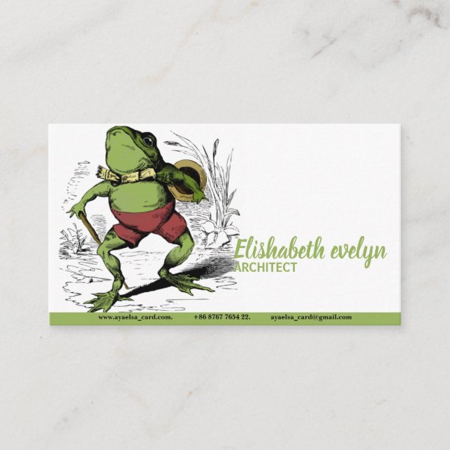 Frog Vintage Drawing Business Card (Front)