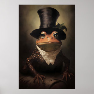 Frog Vintage Halloween Painting, Halloween Toad Poster